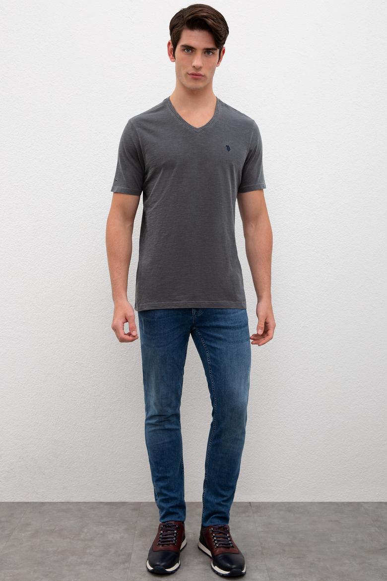 Erkek Antrasit Basic Tişört - 50220581074