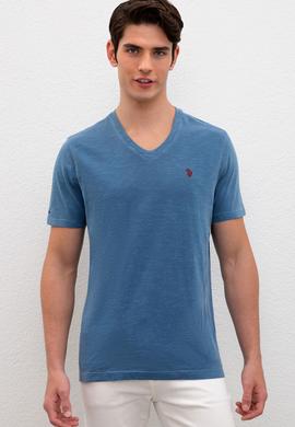 Erkek Açık Lacivert Basic Tişört - 50220581086