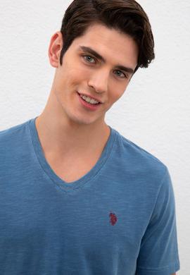 Erkek Açık Lacivert Basic Tişört - 50220581086