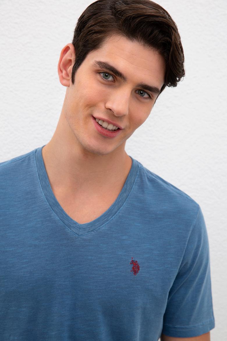 Erkek Açık Lacivert Basic Tişört - 50220581086