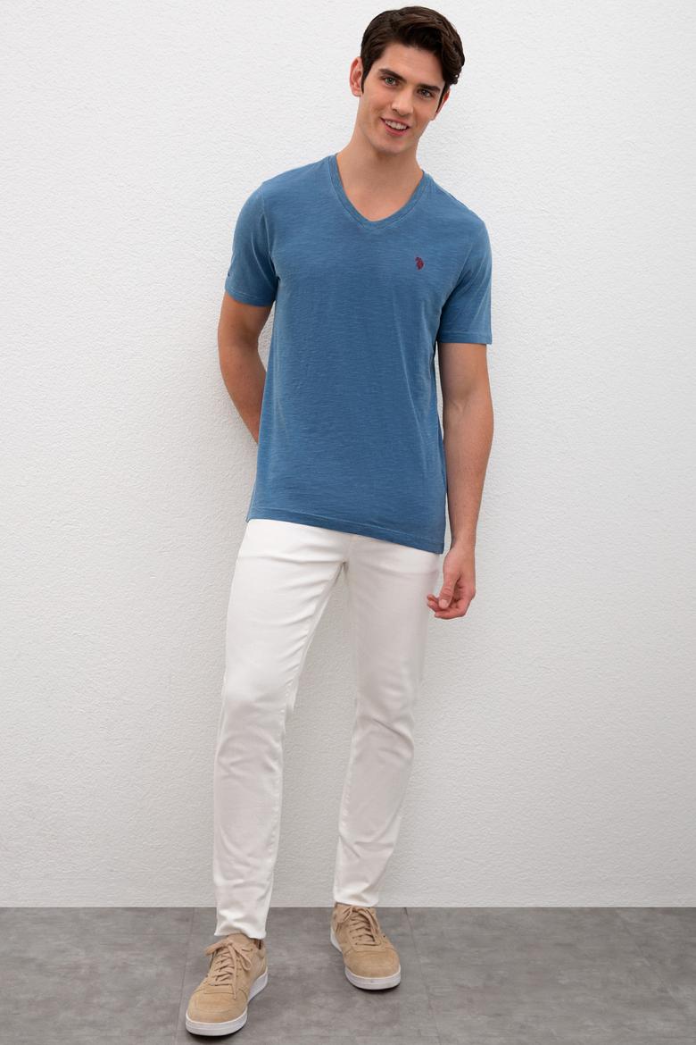 Erkek Açık Lacivert Basic Tişört - 50220581086