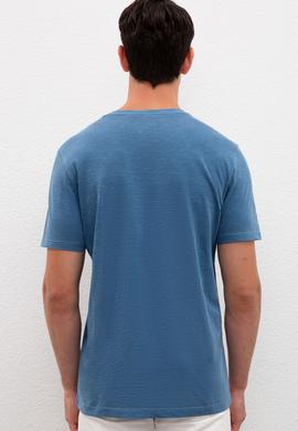 Erkek Açık Lacivert Basic Tişört - 50220581086