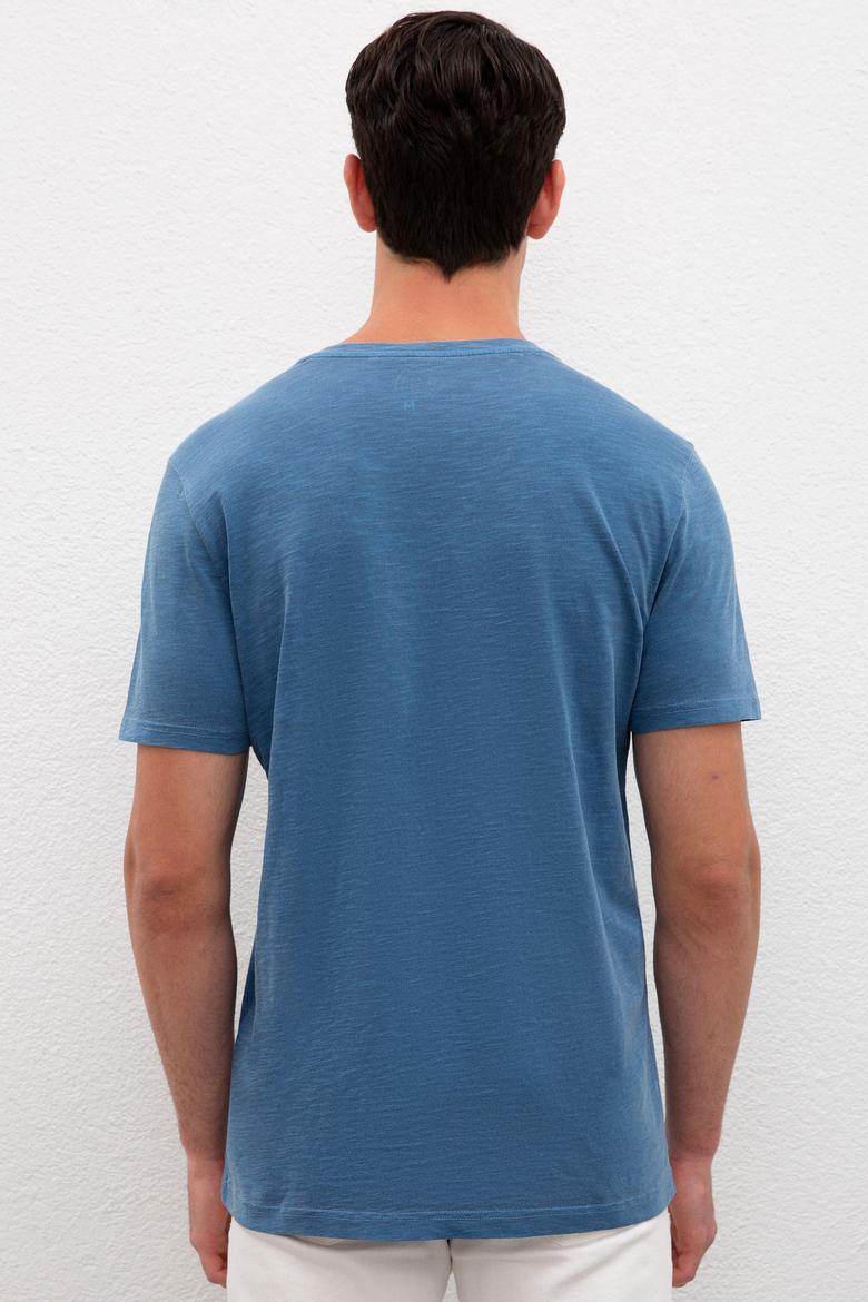 Erkek Açık Lacivert Basic Tişört - 50220581086