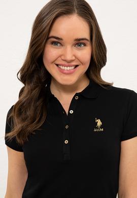 Kadın Siyah Basic Polo Yaka Tişört - 50233223014