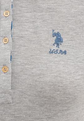 Kadın Gri Melanj Basic Polo Yaka Tişört - 50233223025