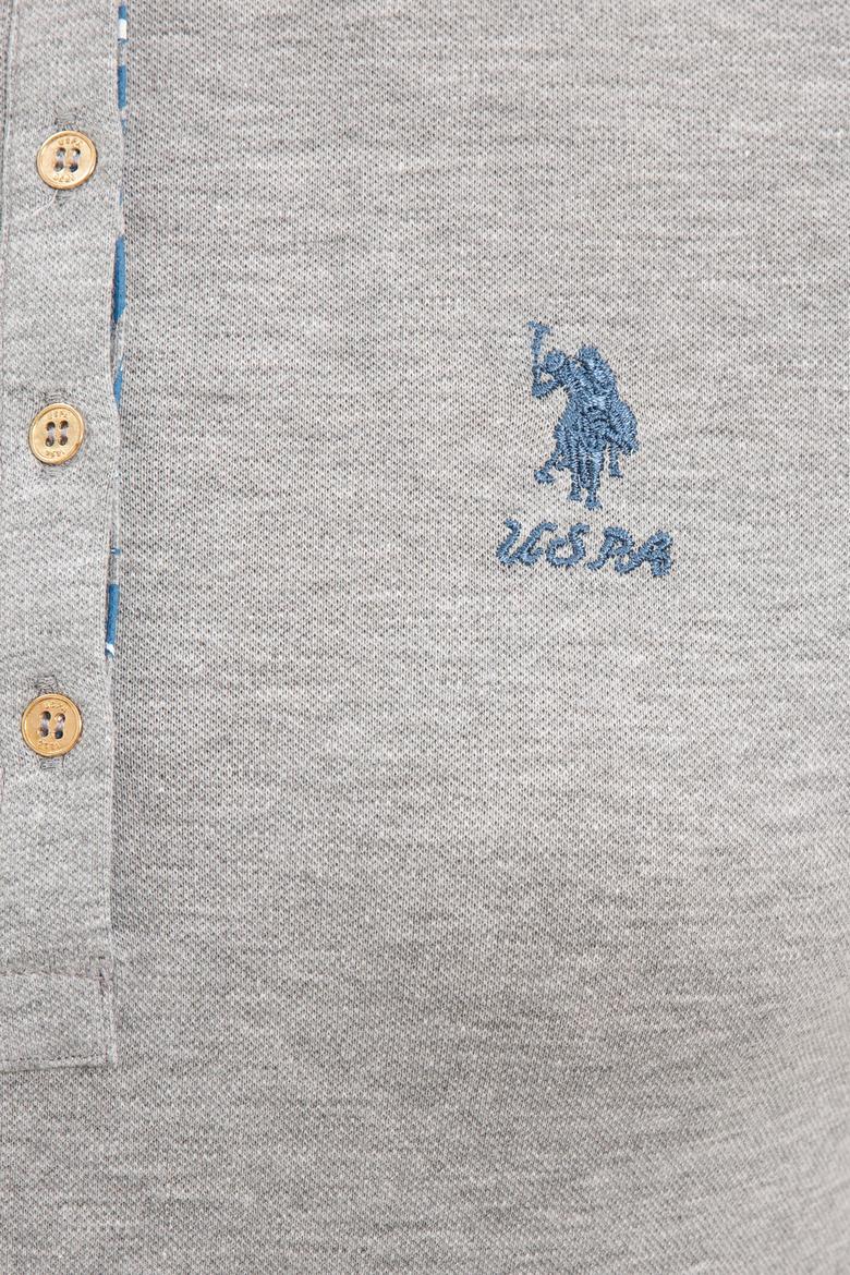 Kadın Gri Melanj Basic Polo Yaka Tişört - 50233223025