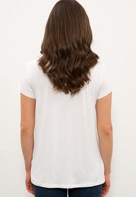 Kadın Beyaz V Yaka Basic Tişört - 50234861022