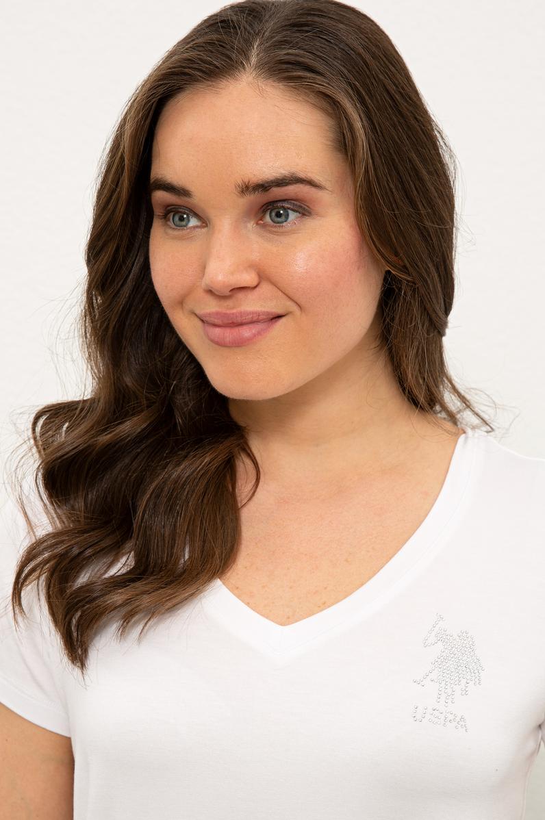 Kadın Beyaz V Yaka Basic Tişört