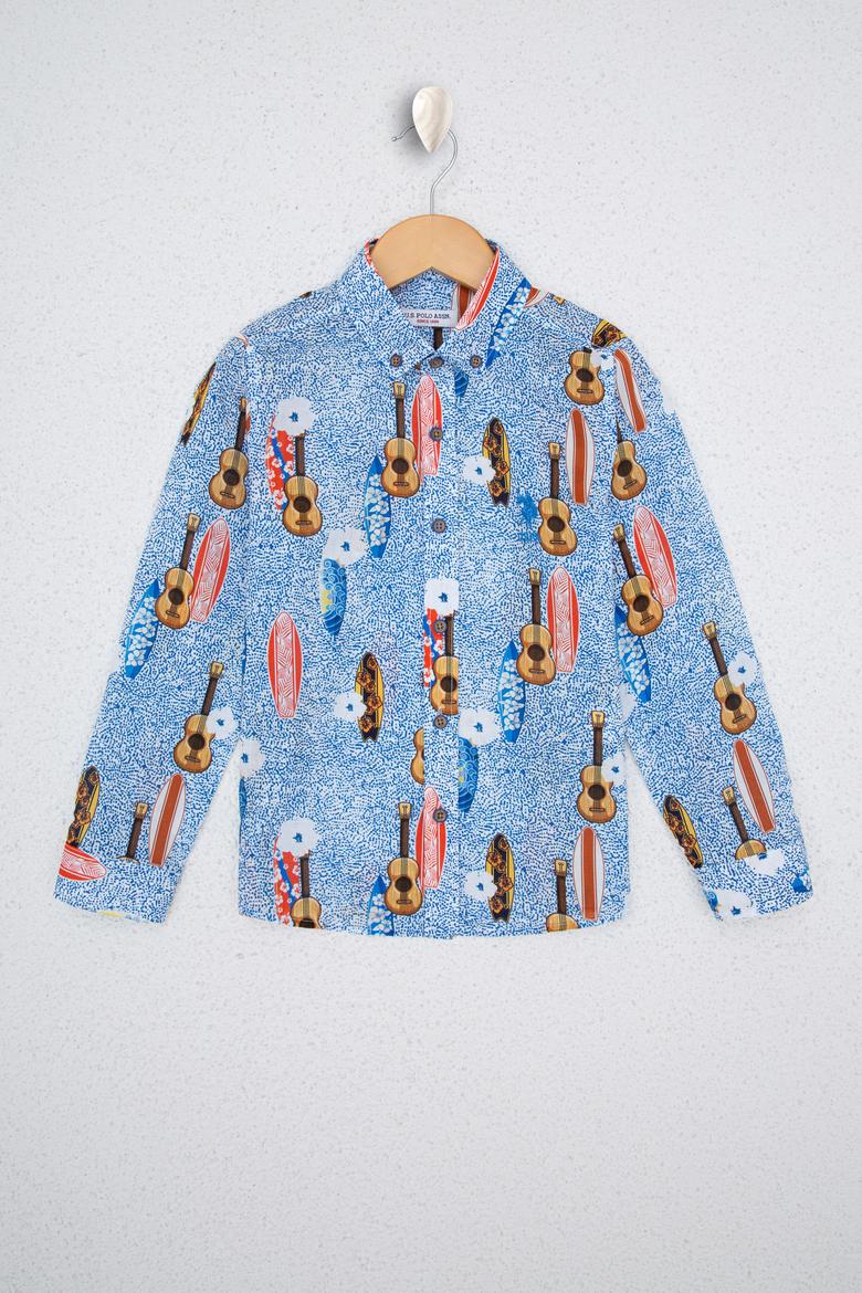 Erkek Çocuk Saks Uzun Kollu Gömlek