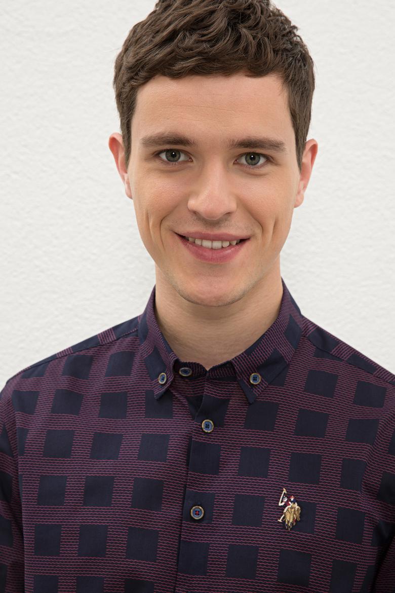 Erkek Bordo Uzun Kollu Gömlek - 50225281007