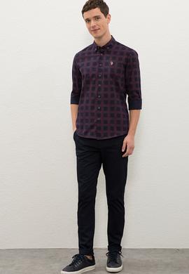 Erkek Bordo Uzun Kollu Gömlek - 50225281007