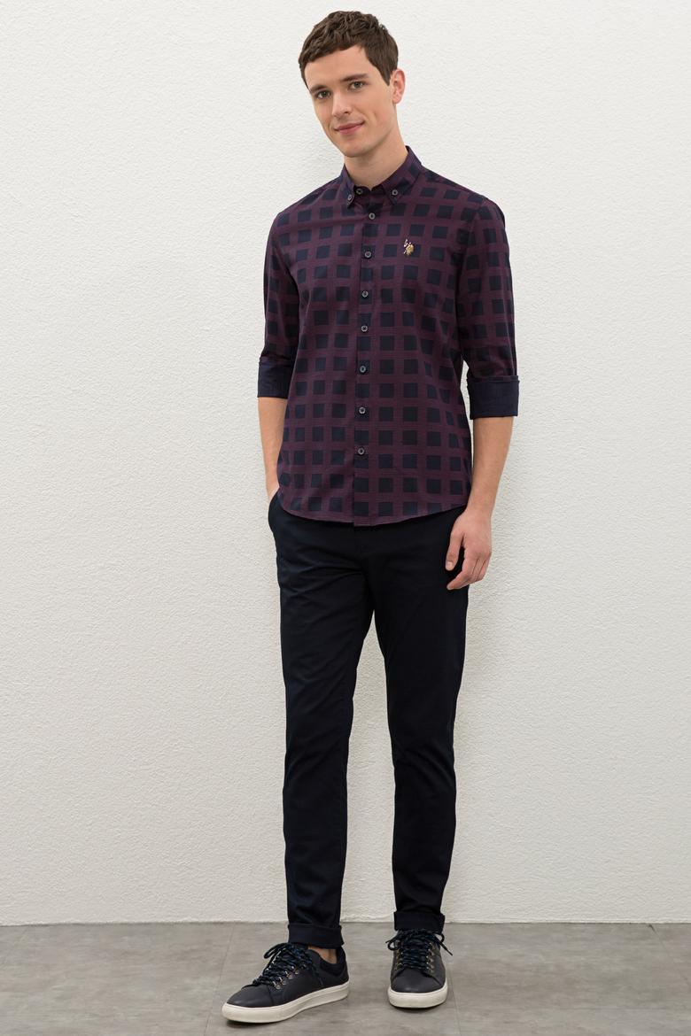 Erkek Bordo Uzun Kollu Gömlek - 50225281007