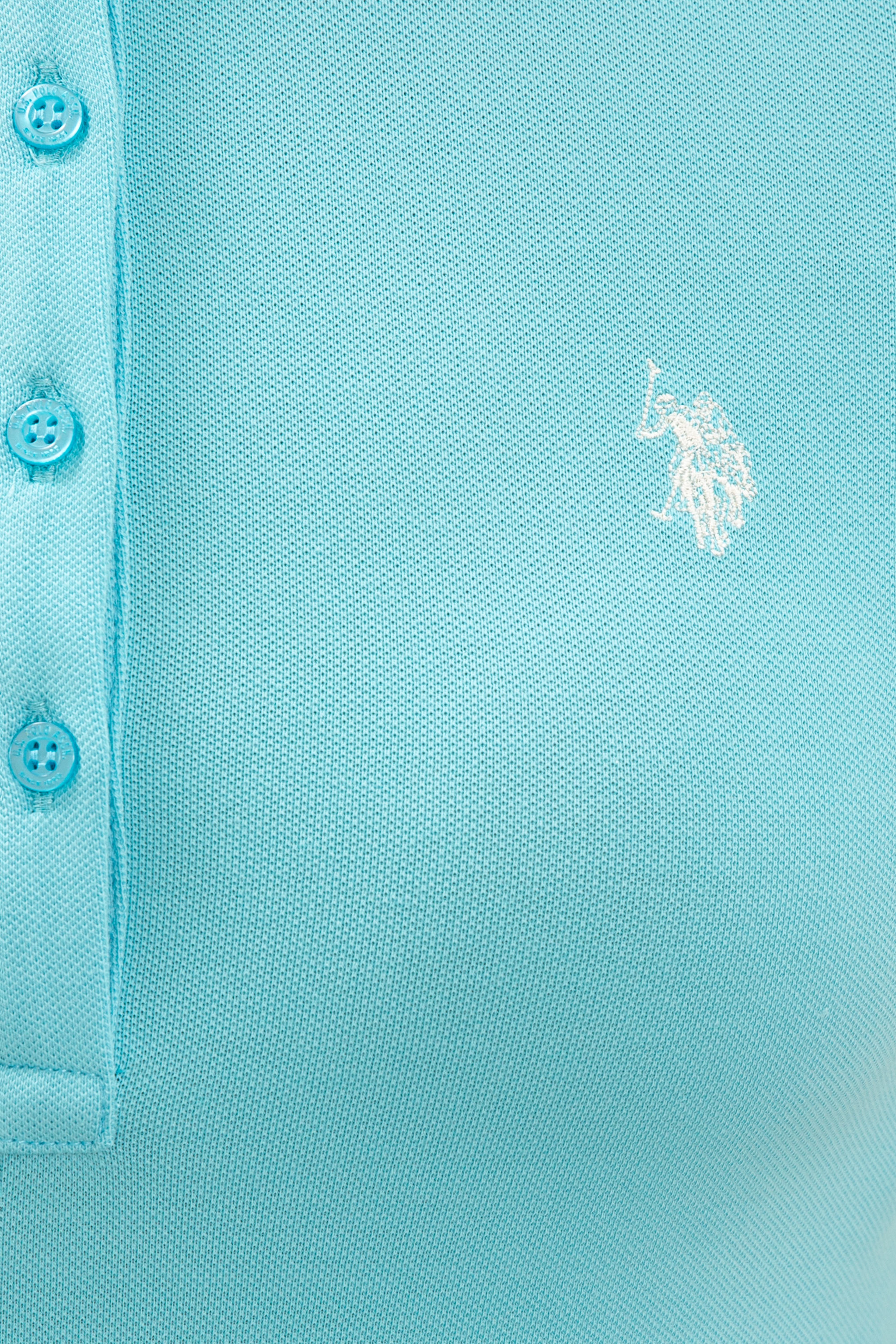 Kadın Turkuaz Basic Polo Yaka Tişört - Image 5