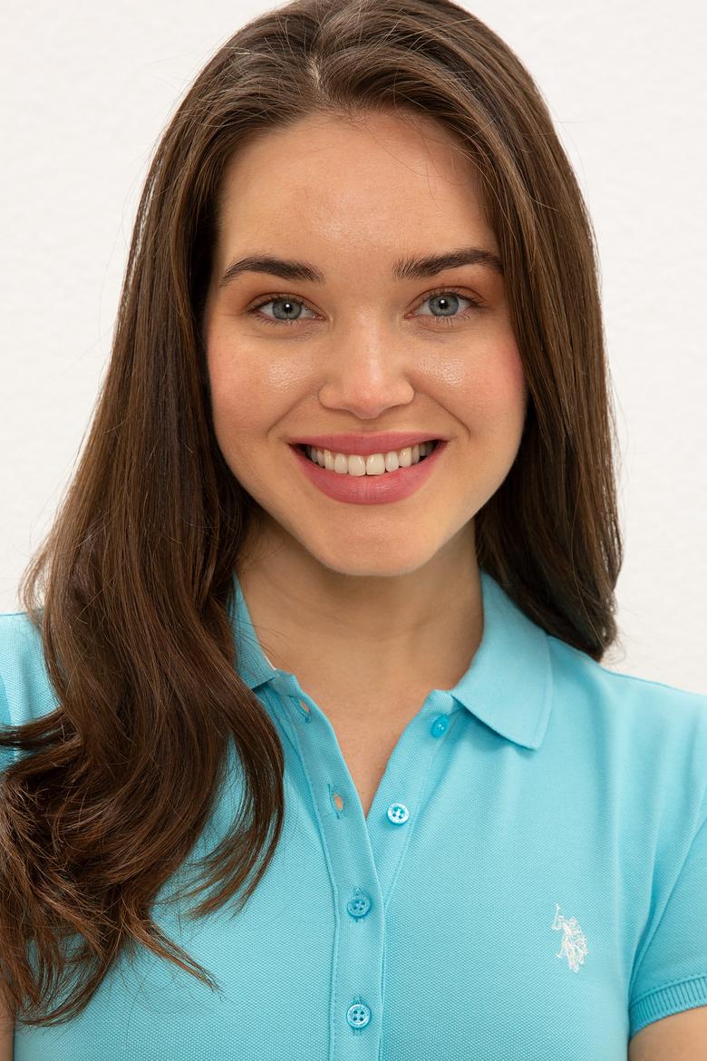 Kadın Turkuaz Basic Polo Yaka Tişört - 50234714037