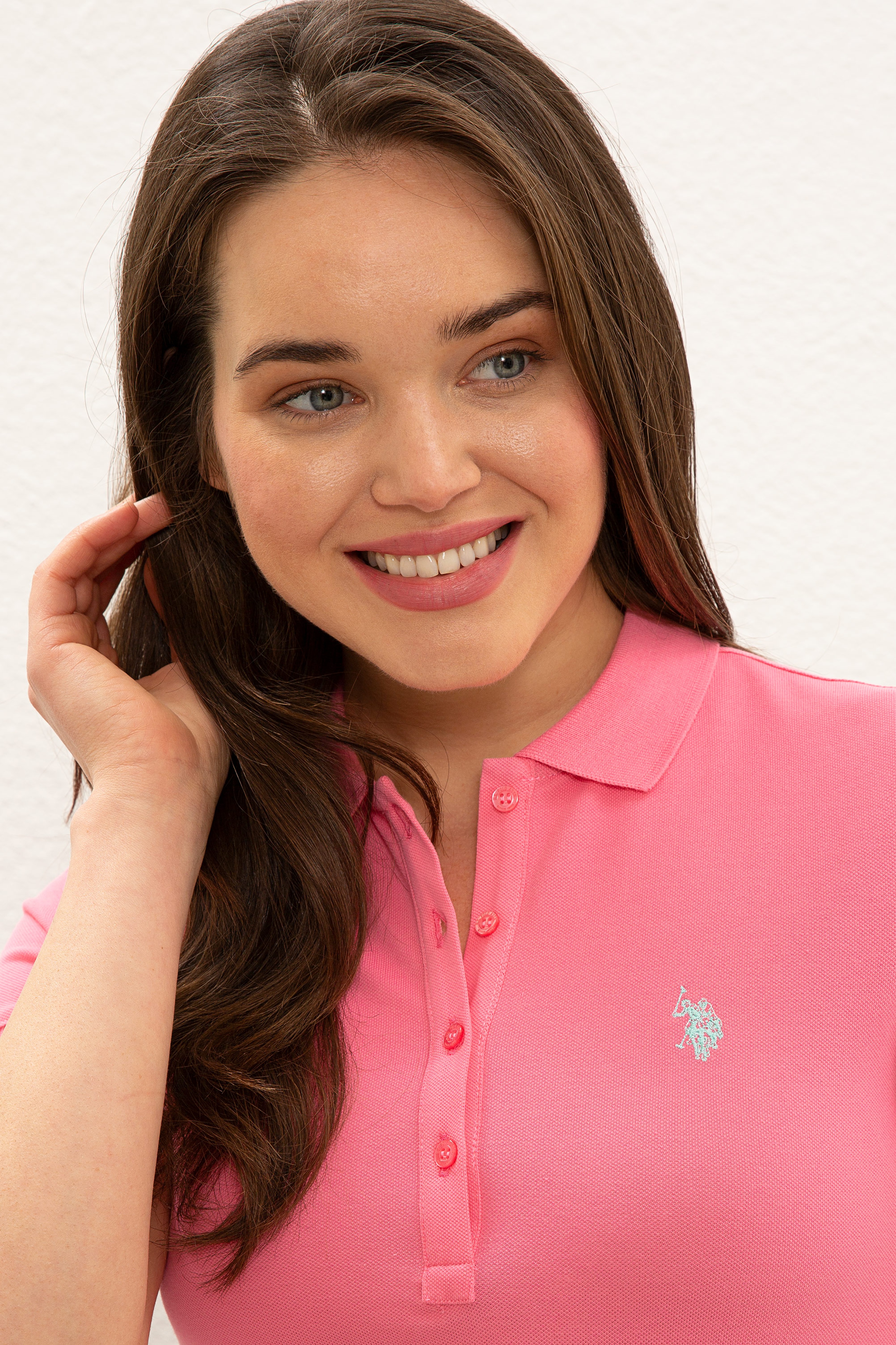 Kadın Pembe Basic Polo Yaka Tişört - Image 2