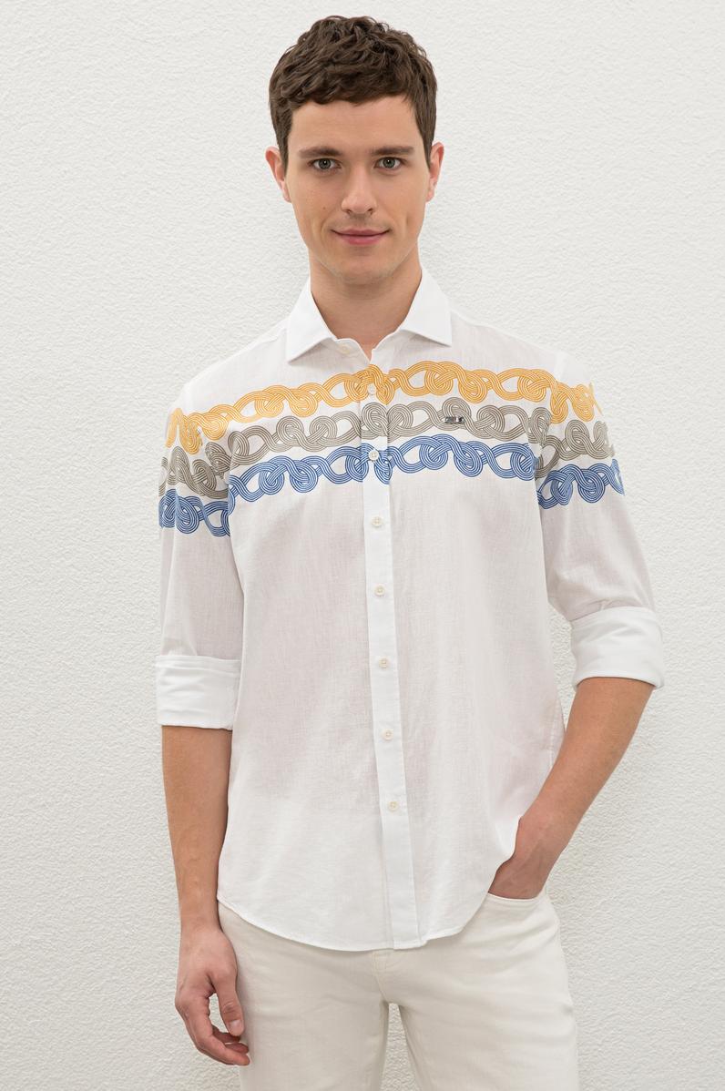 Erkek Beyaz Uzun Kollu Gömlek