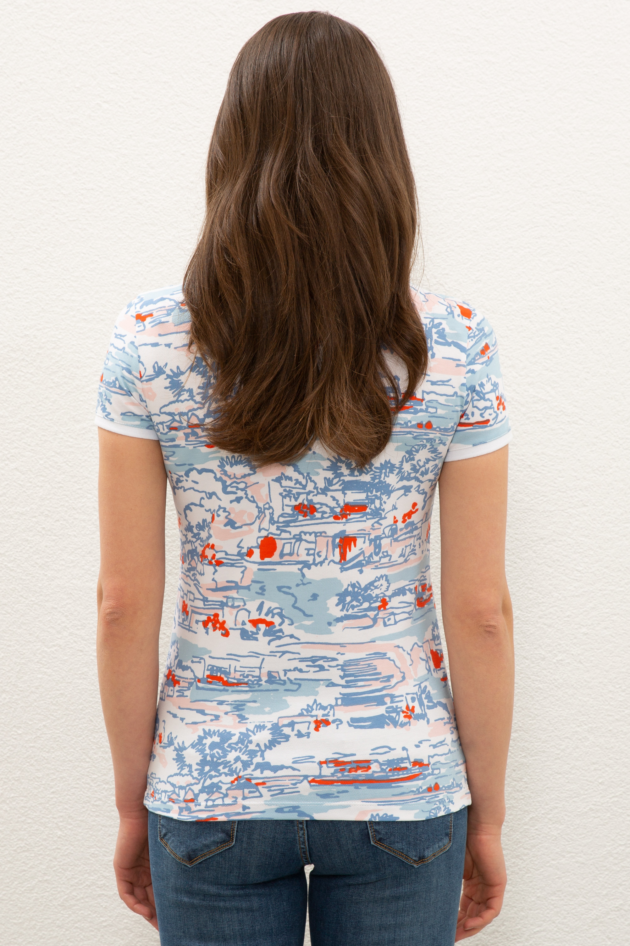 Kadın Beyaz Polo Yaka T-Shirt - Image 3