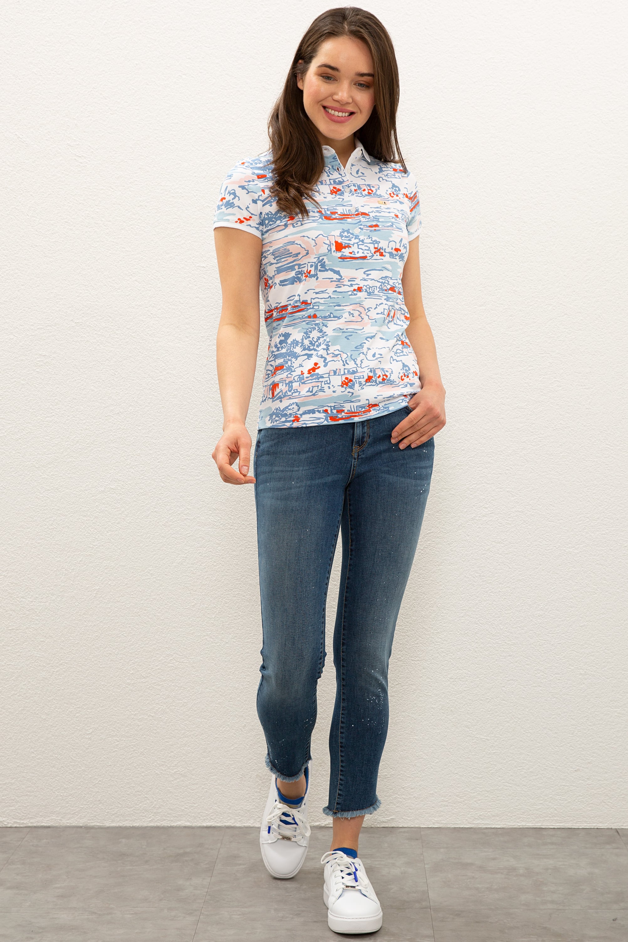 Kadın Beyaz Polo Yaka T-Shirt