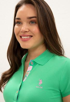 Kadın Yeşil Basic Polo Yaka Tişört - 50233223184