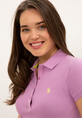 Kadın Eflatun Basic Polo Yaka Tişört - 50234714081