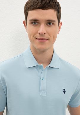 Erkek Açık İndigo Basic Polo Yaka Tişört - 50232303013