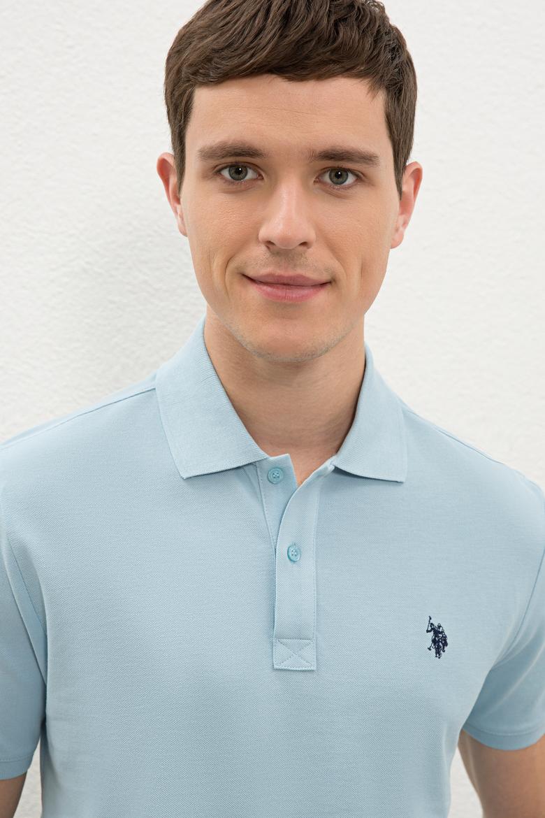 Erkek Açık İndigo Basic Polo Yaka Tişört - 50232303013