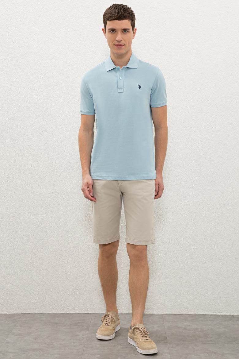 Erkek Açık İndigo Basic Polo Yaka Tişört - 50232303013