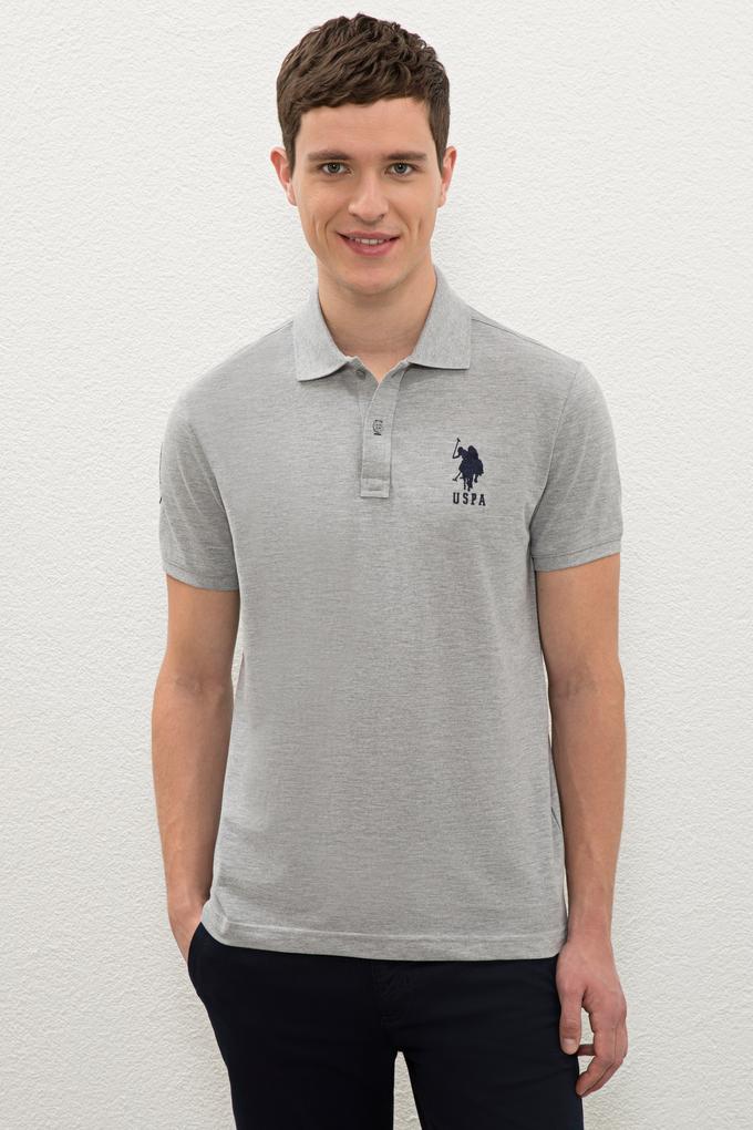 Erkek Gri Melanj Polo Yaka T-Shirt