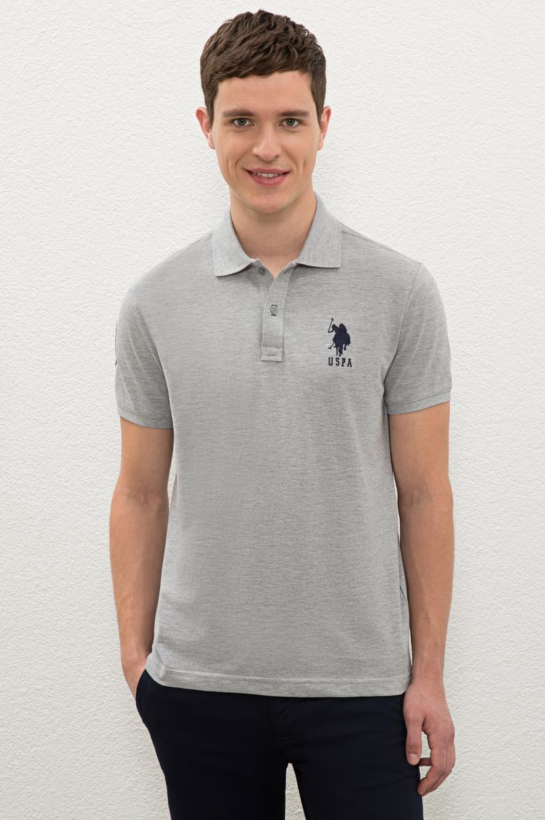Erkek Gri Melanj Polo Yaka T-Shirt