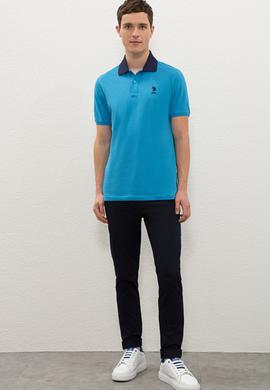 Erkek Mavi Polo Yaka Tişört - 50238253127