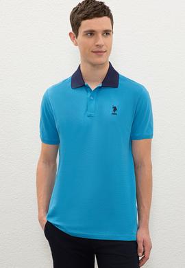 Erkek Mavi Polo Yaka Tişört - 50238253127