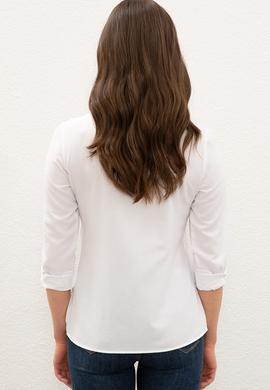 Kadın Beyaz Uzun Kollu Basic Gömlek - 50249850004