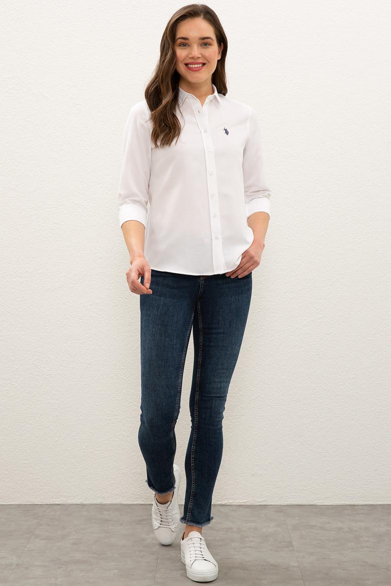 Kadın Beyaz Uzun Kollu Basic Gömlek - 50249850004