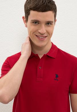 Erkek Bordo Polo Yaka Basic T-Shirt - 50222632348