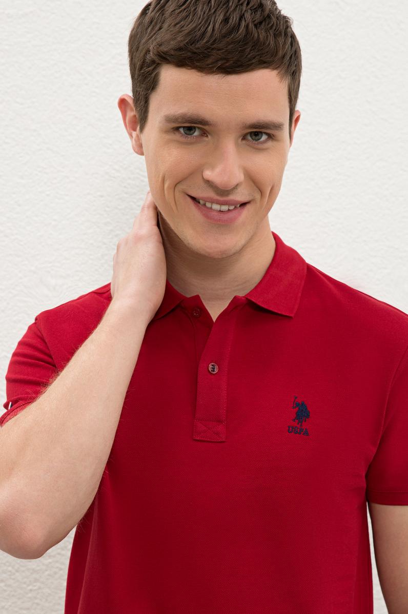 Erkek Bordo Polo Yaka Basic T-Shirt