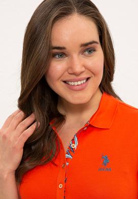 Kadın Nar Çiçeği Basic Polo Yaka Tişört - 50233223218