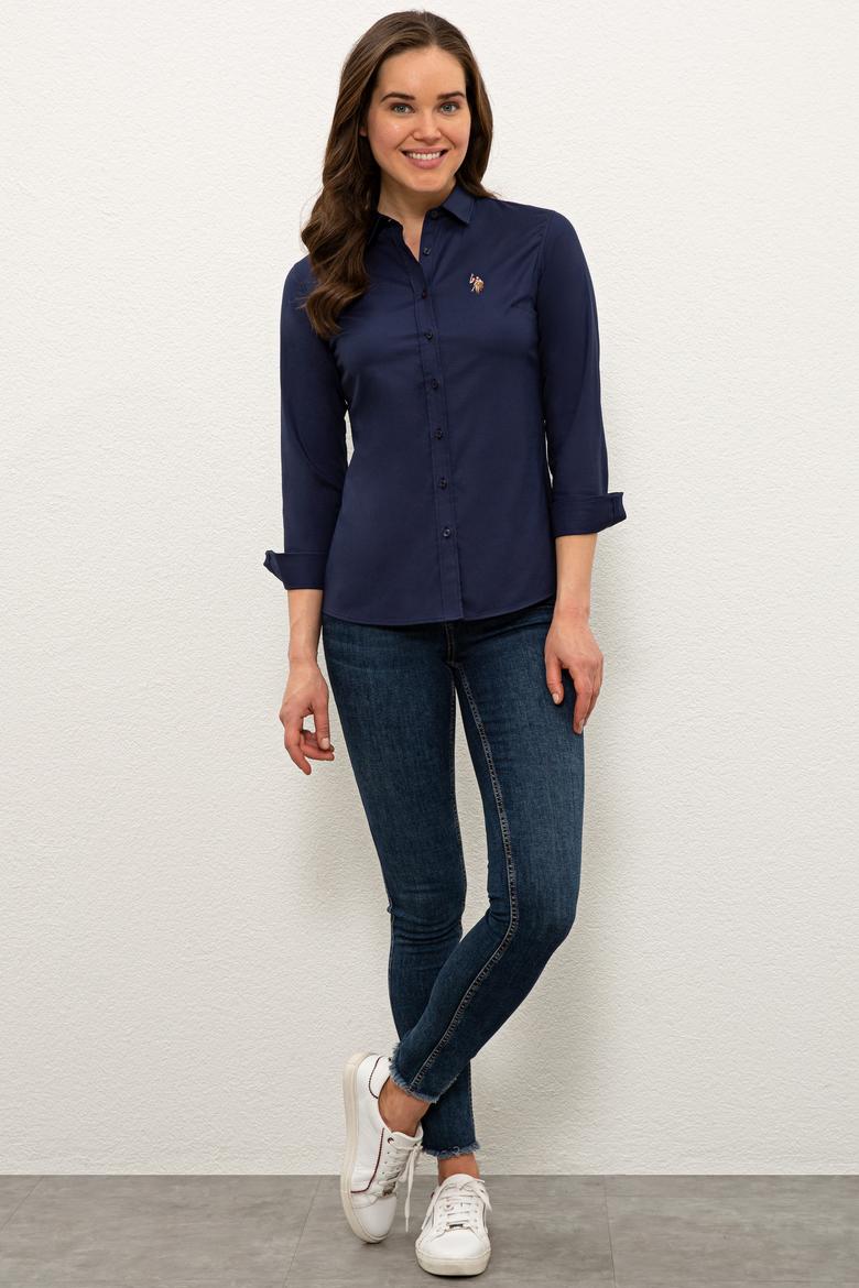 Kadın Lacivert Uzun Kollu Basic Gömlek - 50232199030
