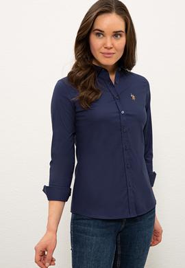 Kadın Lacivert Uzun Kollu Basic Gömlek - 50232199030