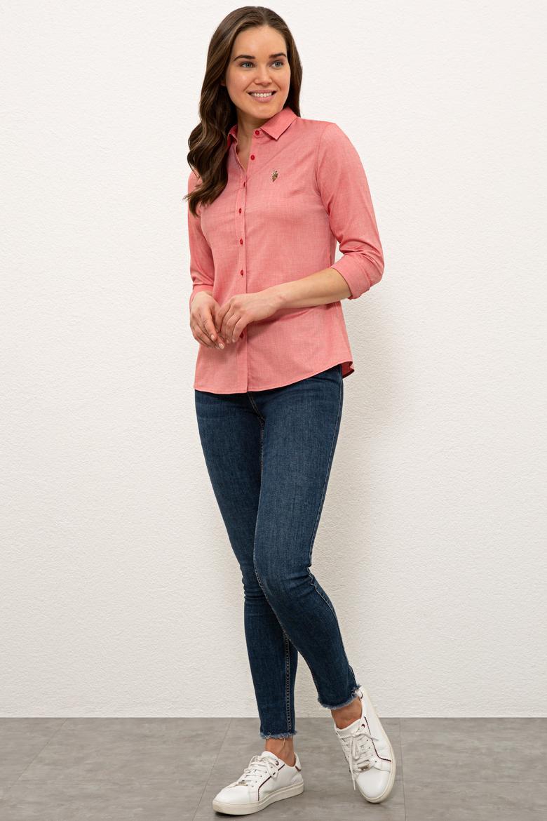 Kadın Kırmızı Uzun Kollu Basic Gömlek - 50232199010