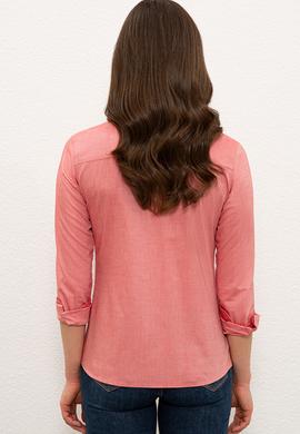 Kadın Kırmızı Uzun Kollu Basic Gömlek - 50232199010