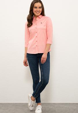Kadın Nar Çiçeği Uzun Kollu Basic Gömlek - 50232199065