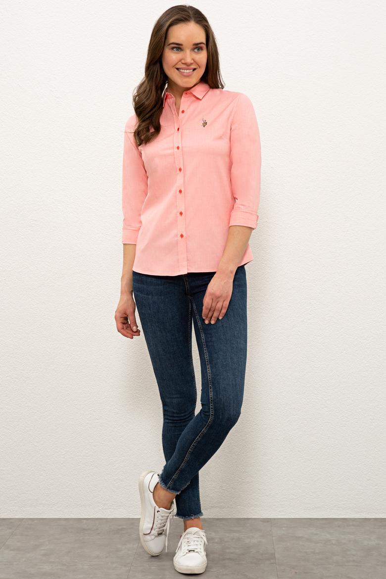 Kadın Nar Çiçeği Uzun Kollu Basic Gömlek - 50232199065