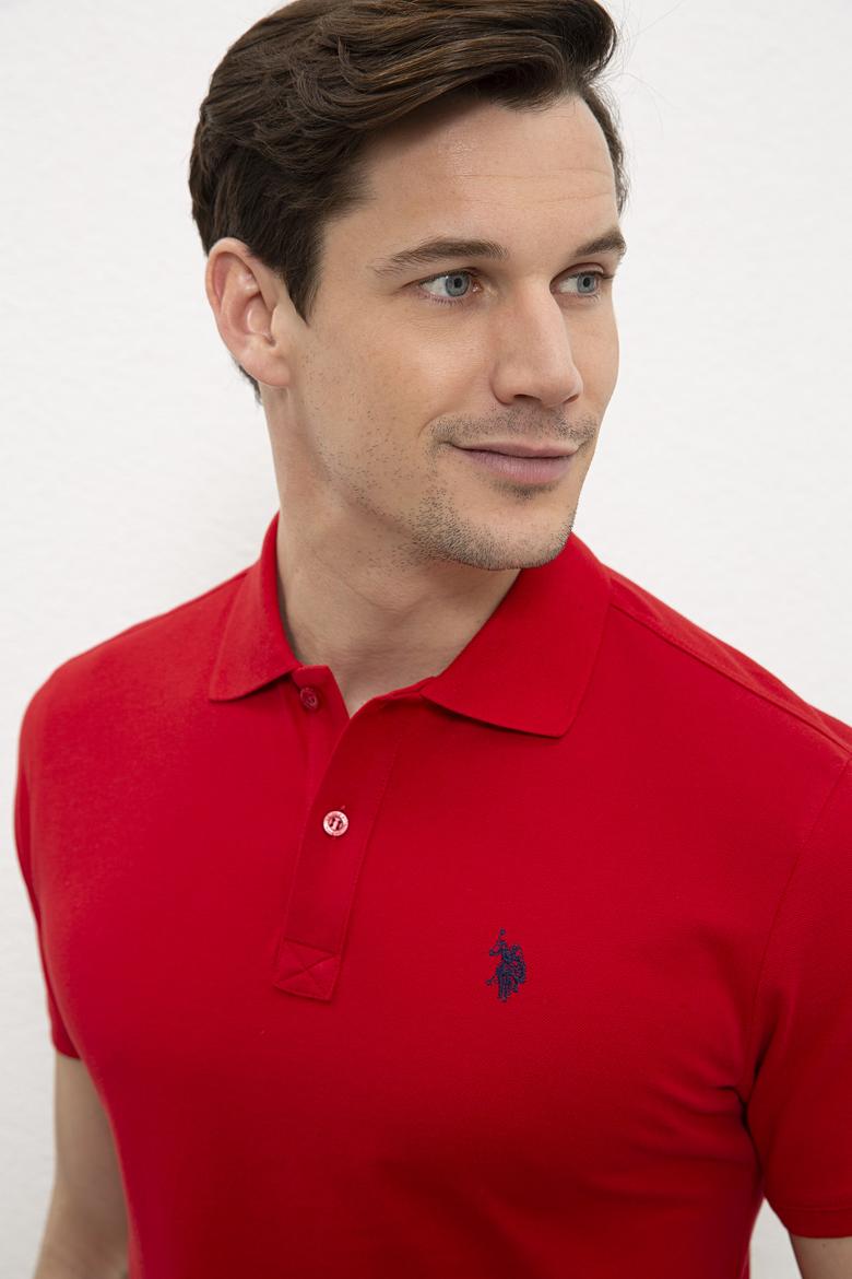 Erkek Kırmızı Polo Yaka Basic T-Shirt - 50232303100