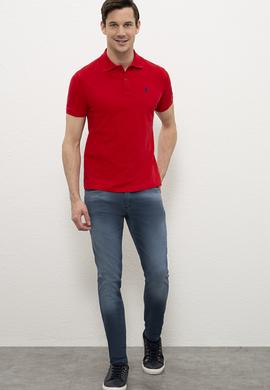 Erkek Kırmızı Polo Yaka Basic T-Shirt - 50232303100