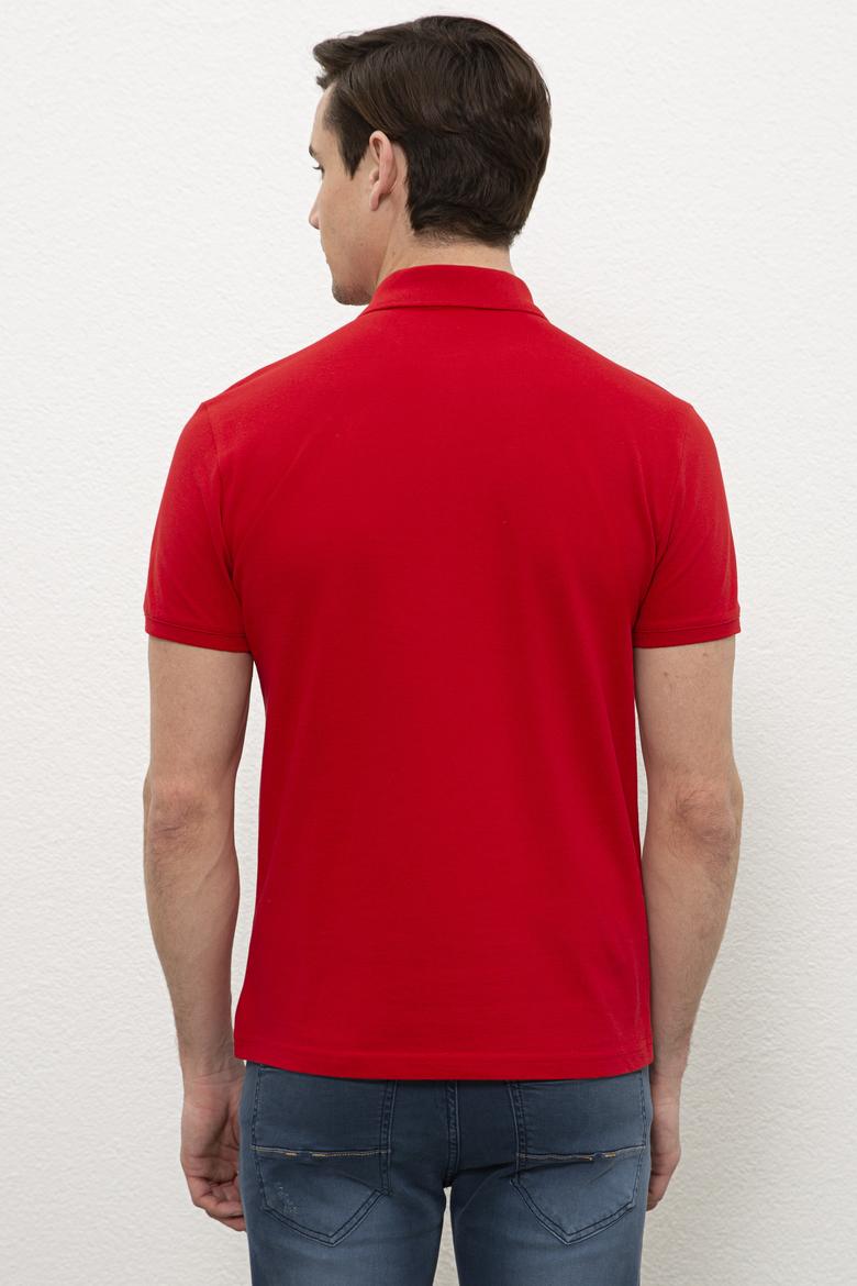 Erkek Kırmızı Polo Yaka Basic T-Shirt - 50232303100