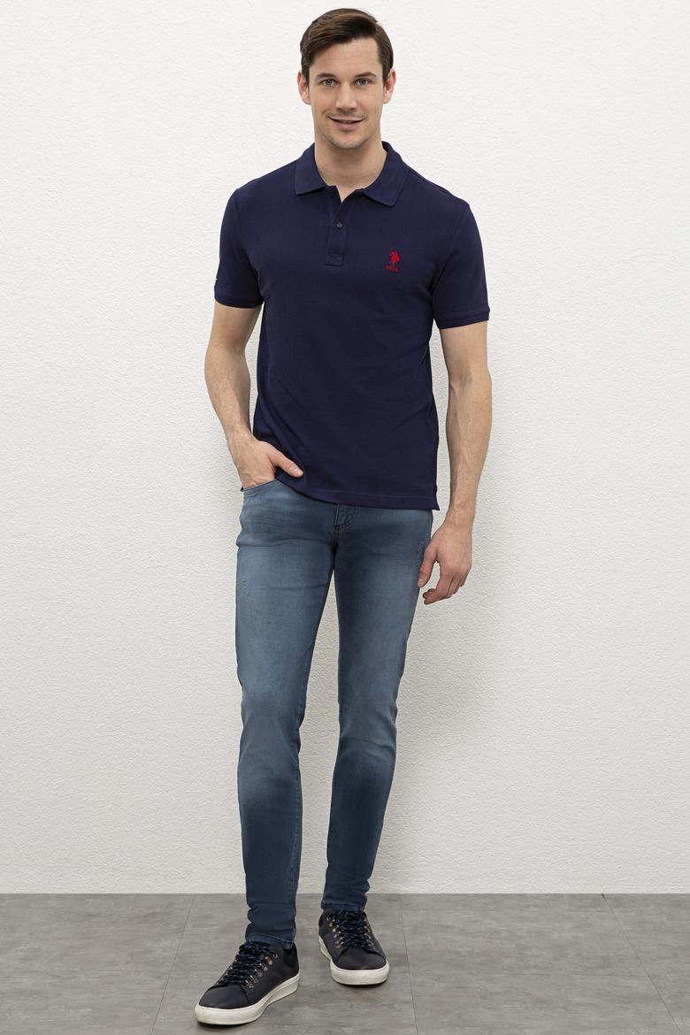Erkek Lacivert Polo Yaka Basic T-Shirt - 50232308071