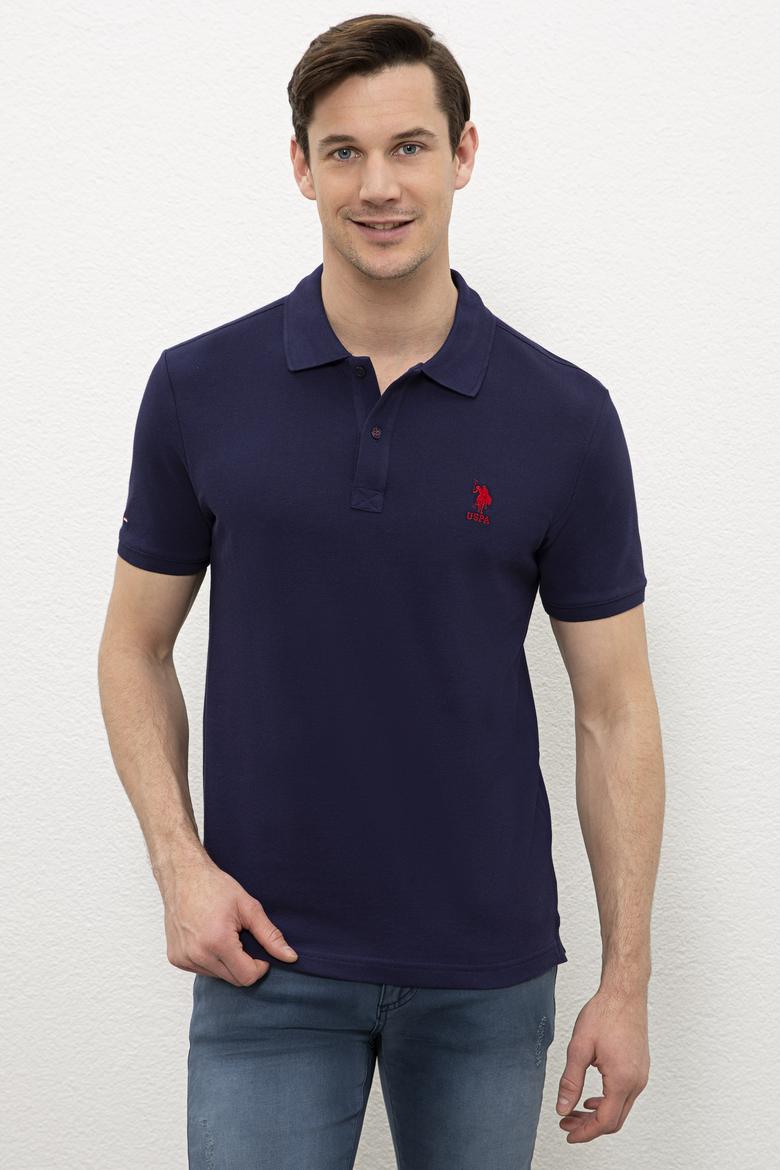 Erkek Lacivert Polo Yaka Basic T-Shirt