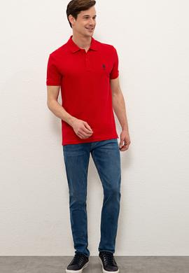 Erkek Kırmızı Basic Polo Yaka Tişört - 50232308083