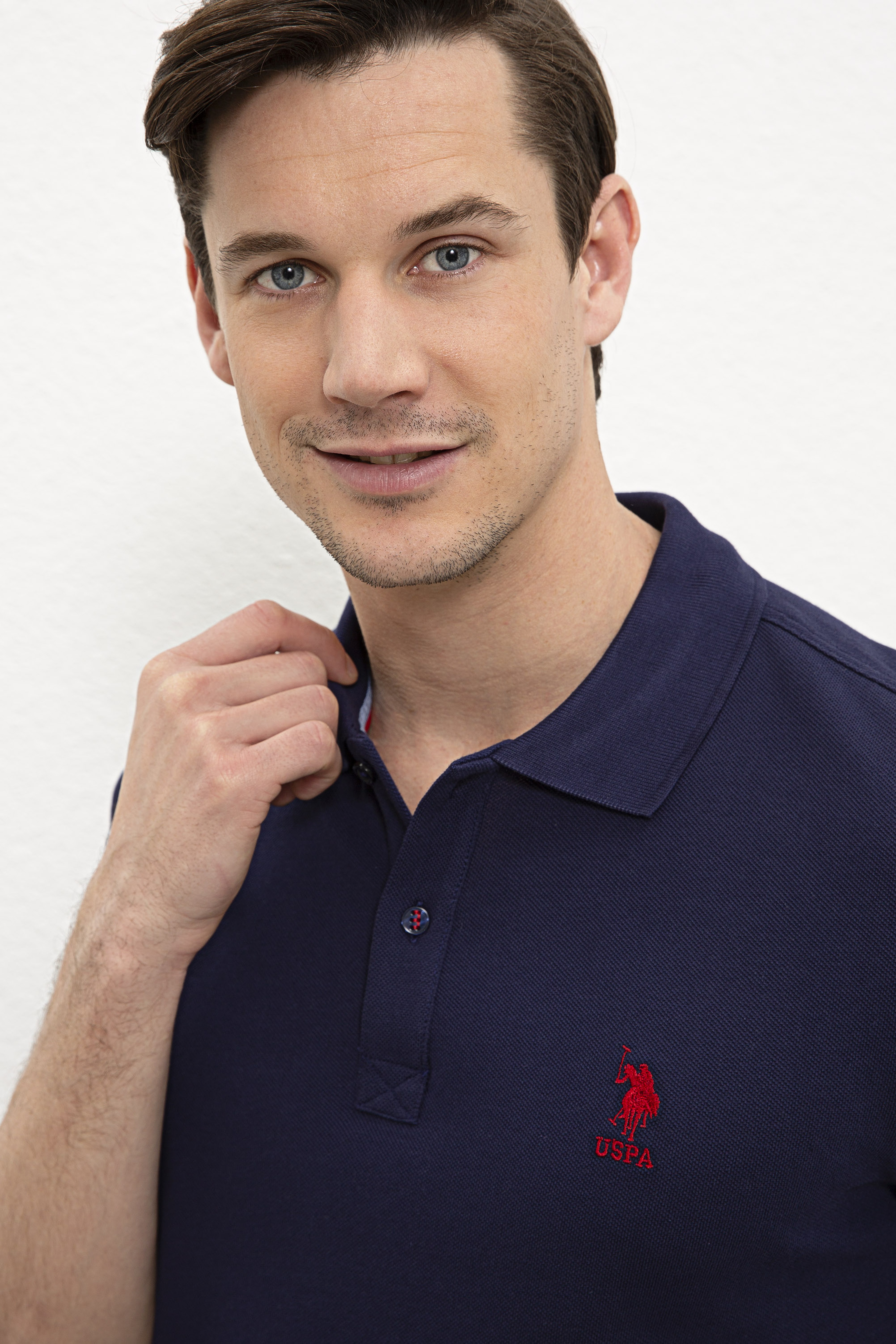 Erkek Lacivert Polo Yaka Basic T-Shirt