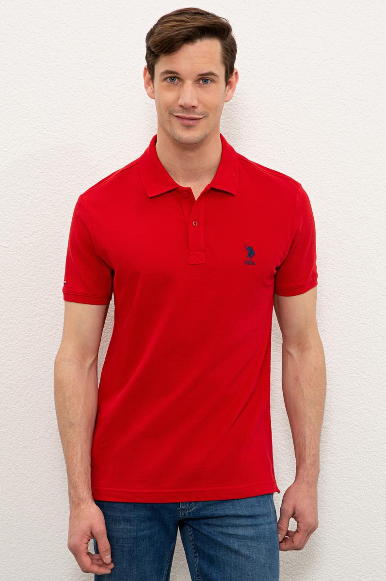 Erkek Kırmızı Basic Polo Yaka Tişört